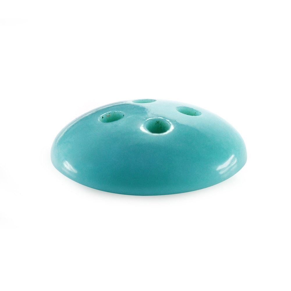 CHINESE TURQUOISE PLAIN ROUND BUTTON (FOUR HOLE FULL DRILL) 10MM 2.38 Cts.
