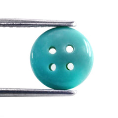 CHINESE TURQUOISE PLAIN ROUND BUTTON (FOUR HOLE FULL DRILL) 10MM 2.38 Cts.