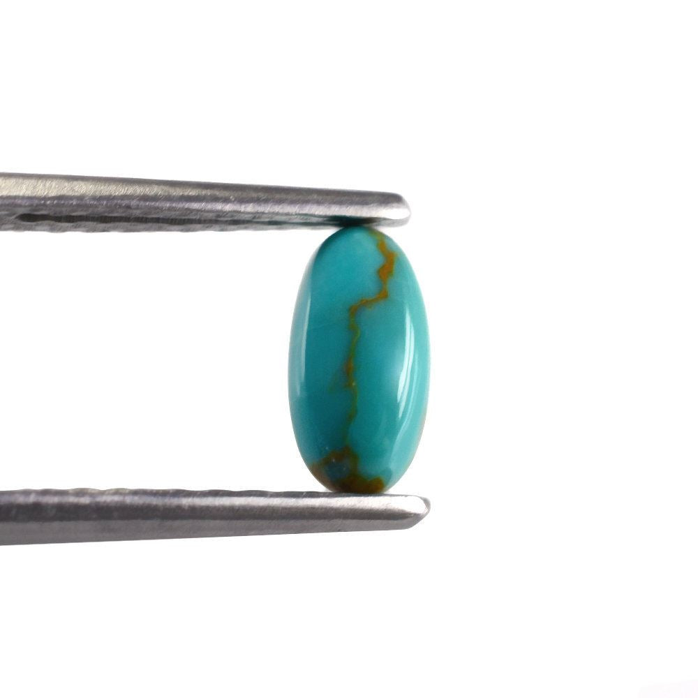 TURQUOISE OVAL CAB (GREENISH BLUE) (BROWN MATRIX) 8X4MM 0.70 Cts.