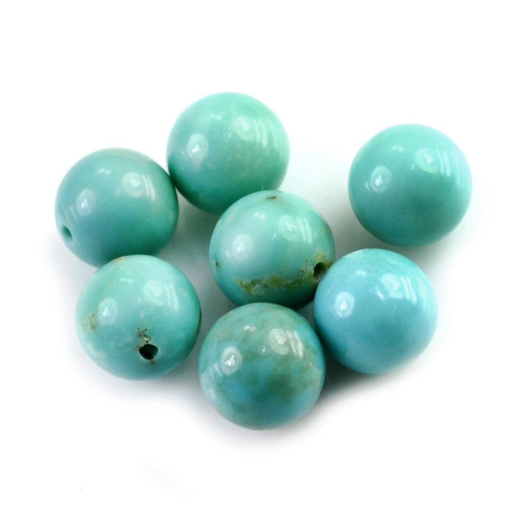 TURQUOISE PLAIN BALLS (MATRIX) (HALF DRILL) 6MM 1.61 Cts.