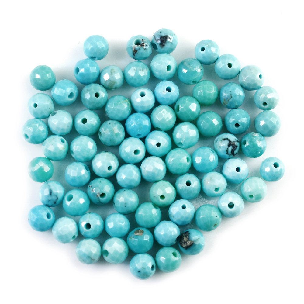 MEXICAN TURQUOISE FACETED BALLS (MATRIX) (FULL DRILL) 4MM 0.43 Cts.