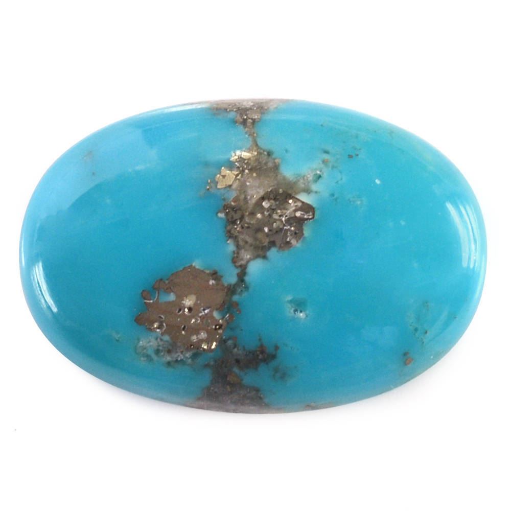 MEXICAN TURQUOISE OVAL CAB (WITH MATRIX PYRITE) 19X13MM 8.79 Cts.