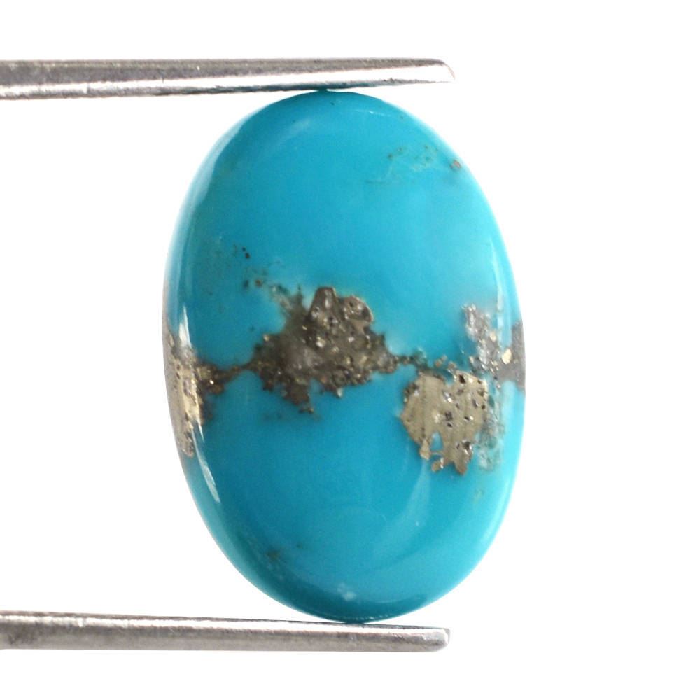 MEXICAN TURQUOISE OVAL CAB (WITH MATRIX PYRITE) 19X13MM 8.79 Cts.