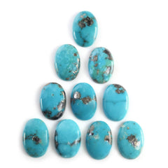 MEXICAN TURQUOISE OVAL CAB (WITH MATRIX PYRITE) 19X13MM 8.79 Cts.