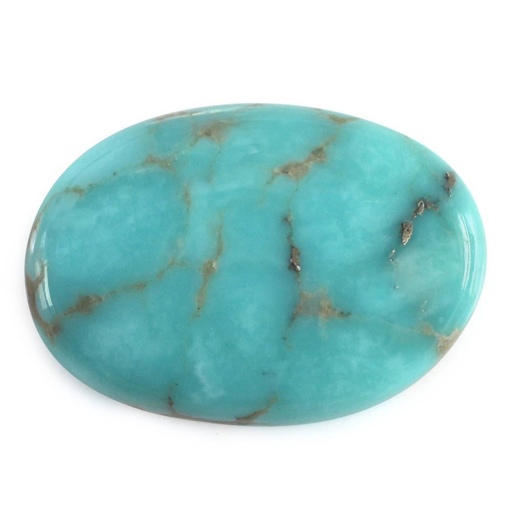 MEXICAN TURQUOISE OVAL CAB (WITH MATRIX PYRITE) 19X13MM 8.97 Cts.