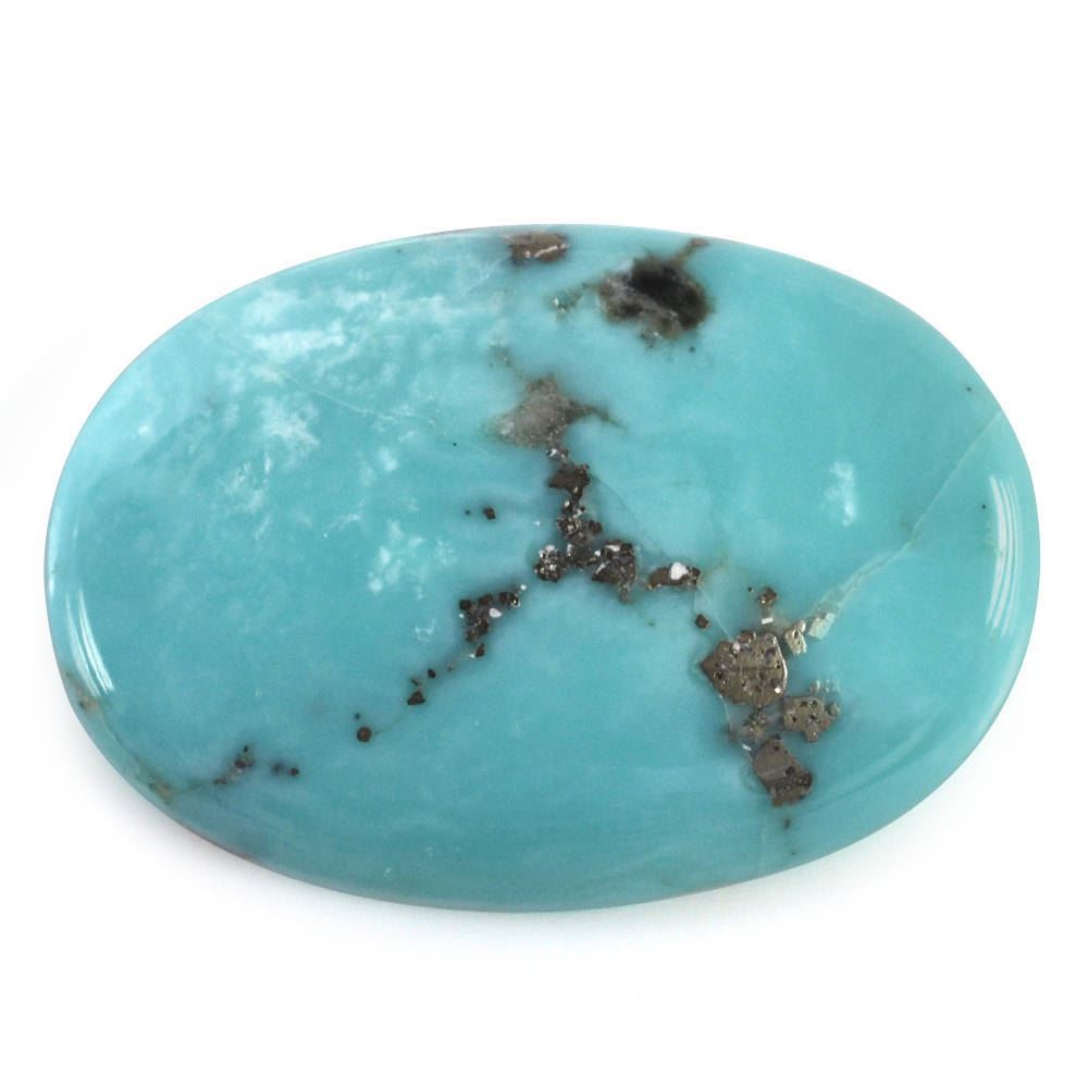MEXICAN TURQUOISE OVAL CAB (WITH MATRIX PYRITE) 19X13MM 9.03 Cts.