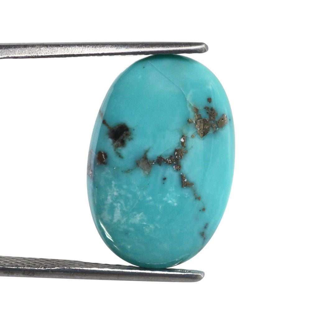 MEXICAN TURQUOISE OVAL CAB (WITH MATRIX PYRITE) 19X13MM 9.03 Cts.