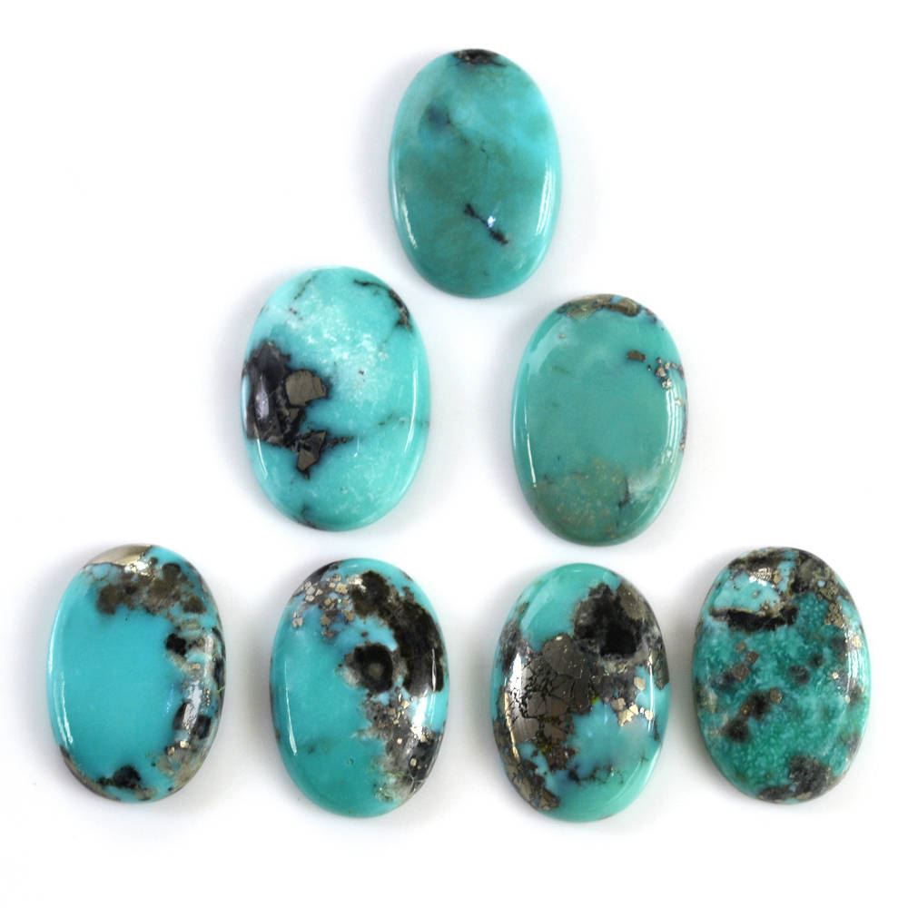 MEXICAN TURQUOISE OVAL CAB (WITH MATRIX PYRITE) 19X13MM 9.87 Cts.