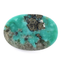 MEXICAN TURQUOISE OVAL CAB (WITH MATRIX PYRITE) 19X13MM 9.78 Cts.