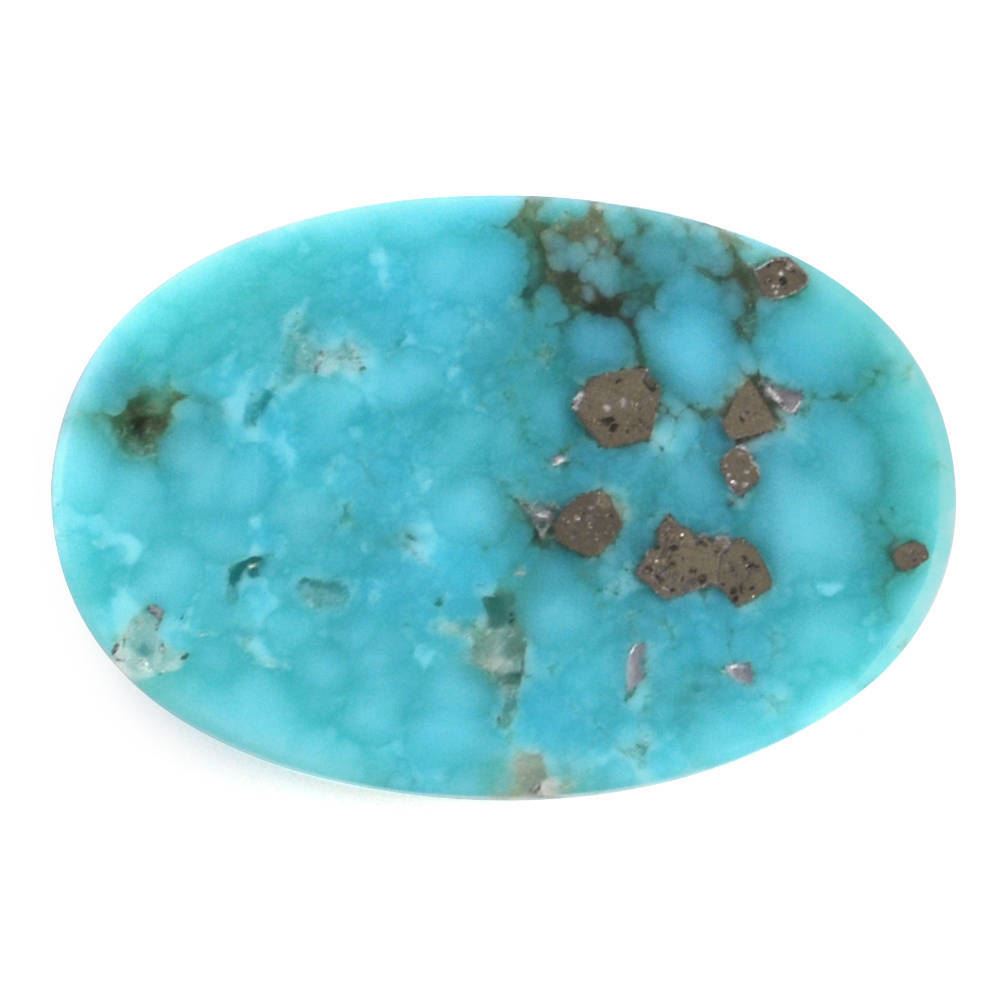 MEXICAN TURQUOISE OVAL CAB (WITH MATRIX PYRITE) 19X13MM 8.16 Cts.