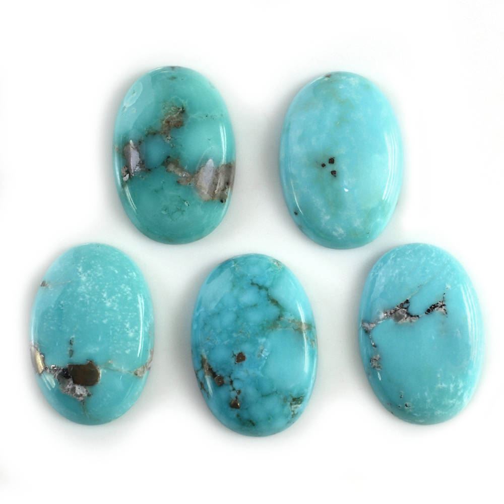 MEXICAN TURQUOISE OVAL CAB (WITH MATRIX PYRITE) 19X13MM 8.16 Cts.