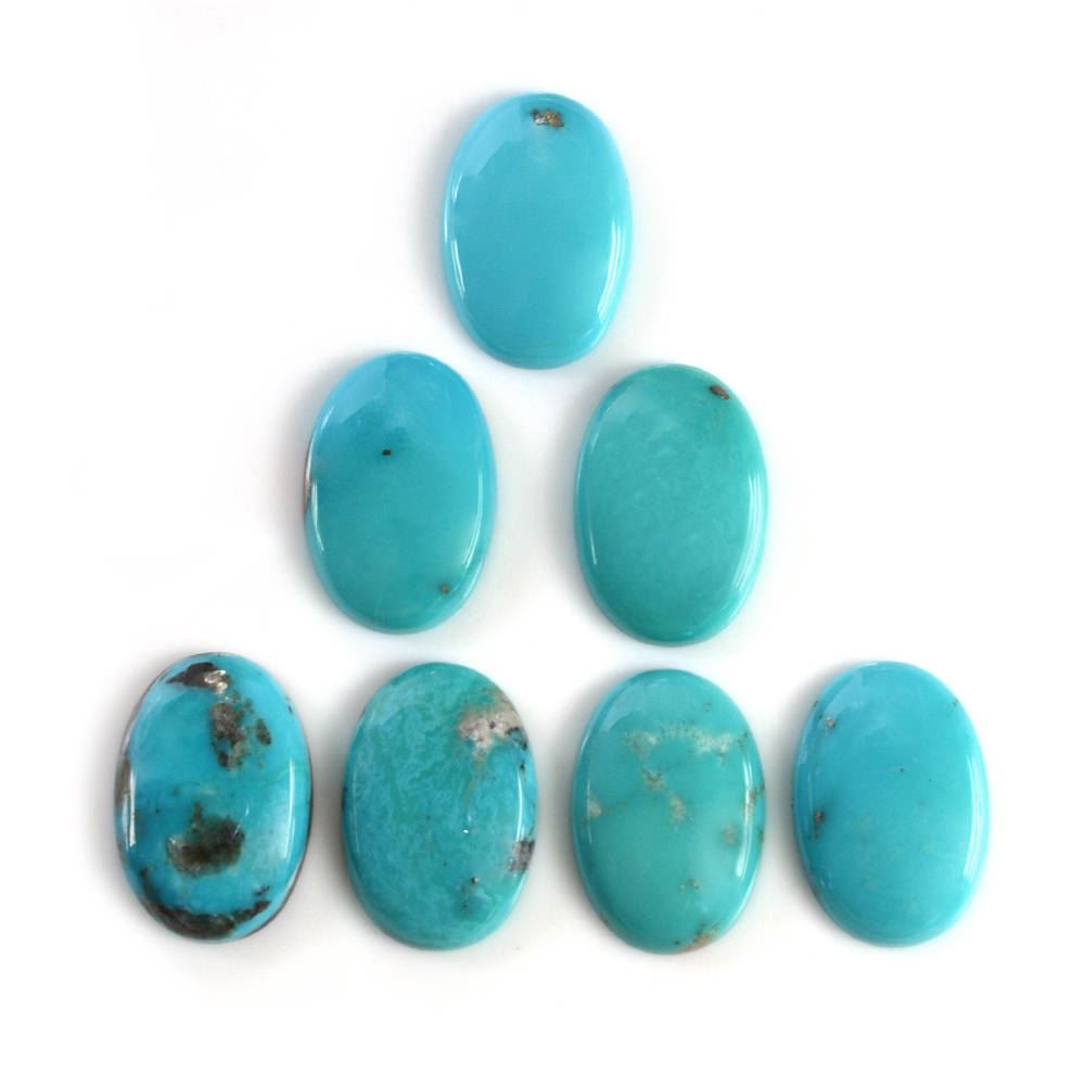 MEXICAN TURQUOISE OVAL CAB (WITH MATRIX PYRITE) 19X13MM 8.93 Cts.