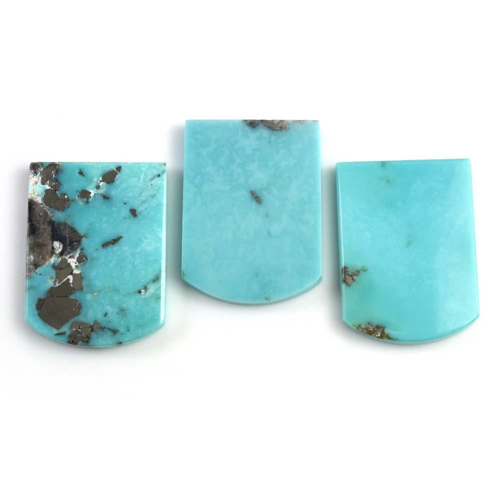 MEXICAN TURQUOISE FLAT BARREL SHAPE PLATE (WITH MATRIX PYRITE) 29X21.50MM 28.75 Cts.