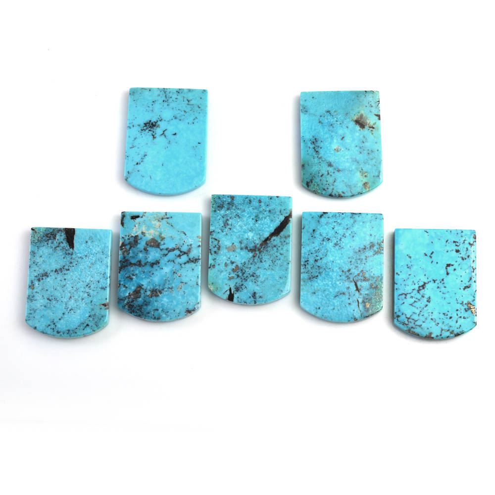 MEXICAN TURQUOISE FLAT BARREL SHAPE PLATE (WITH MATRIX PYRITE) 29X21.50MM 25.14 Cts.