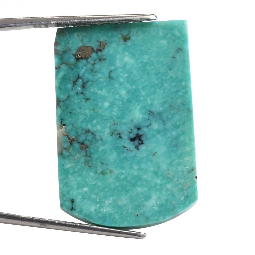 MEXICAN TURQUOISE FLAT BARREL SHAPE PLATE (WITH MATRIX PYRITE) 32X21MM 29.74 Cts.