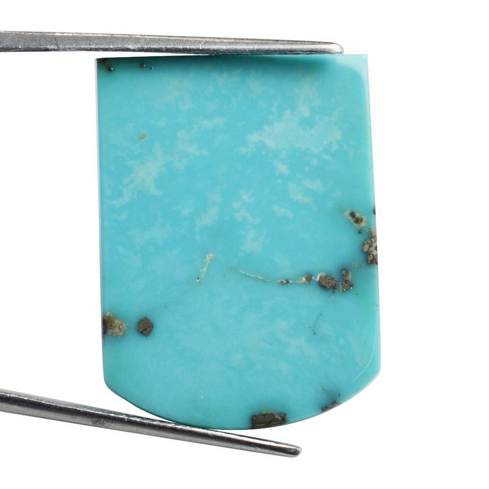 MEXICAN TURQUOISE FLAT BARREL SHAPE PLATE (WITH MATRIX PYRITE) 29X21.50MM 28.21 Cts.