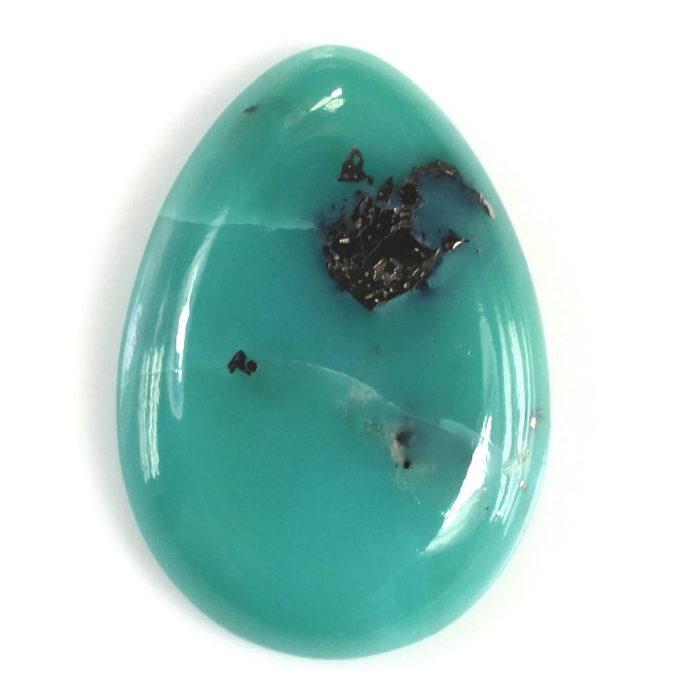 MEXICAN TURQUOISE PEAR CAB (WITH MATRIX PYRITE) 20X14MM 8.59 Cts.