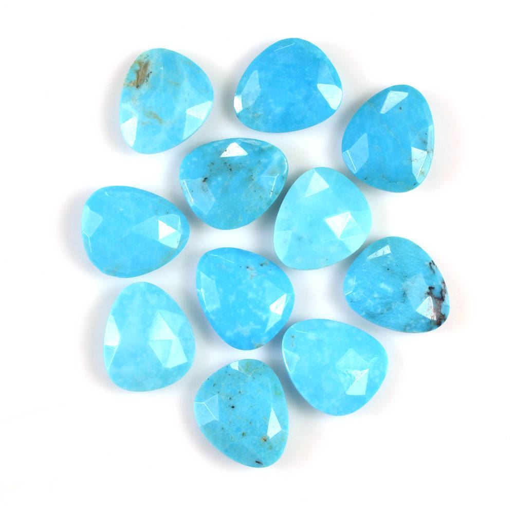 MEXICAN TURQUOISE ROSE CUT BRIOLETTE PEARISH (AA) 13X11MM 3.30 Cts.