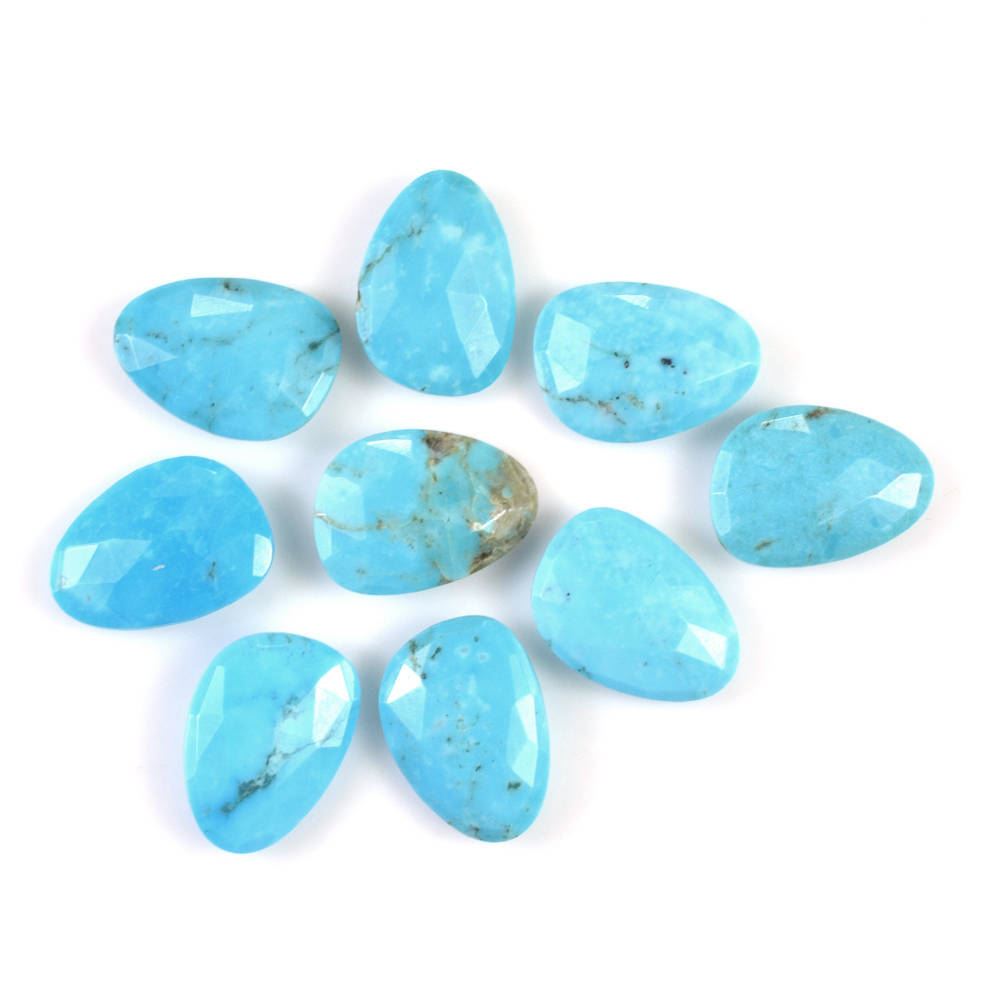 MEXICAN TURQUOISE ROSE CUT BRIOLETTE PEARISH (AA) 14X10MM 3.35 Cts.