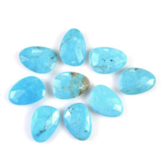 MEXICAN TURQUOISE ROSE CUT BRIOLETTE PEARISH (AA) 14X10MM 3.35 Cts.