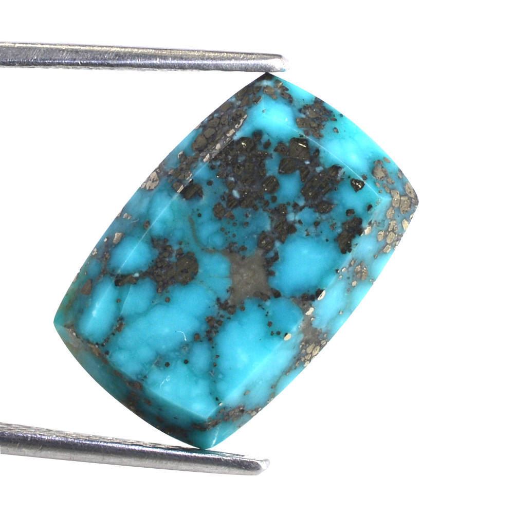 MEXICAN TURQUOISE TABLE CUT CUSHION (WITH MATRIX PYRITE) 18X12MM 7.68 Cts.