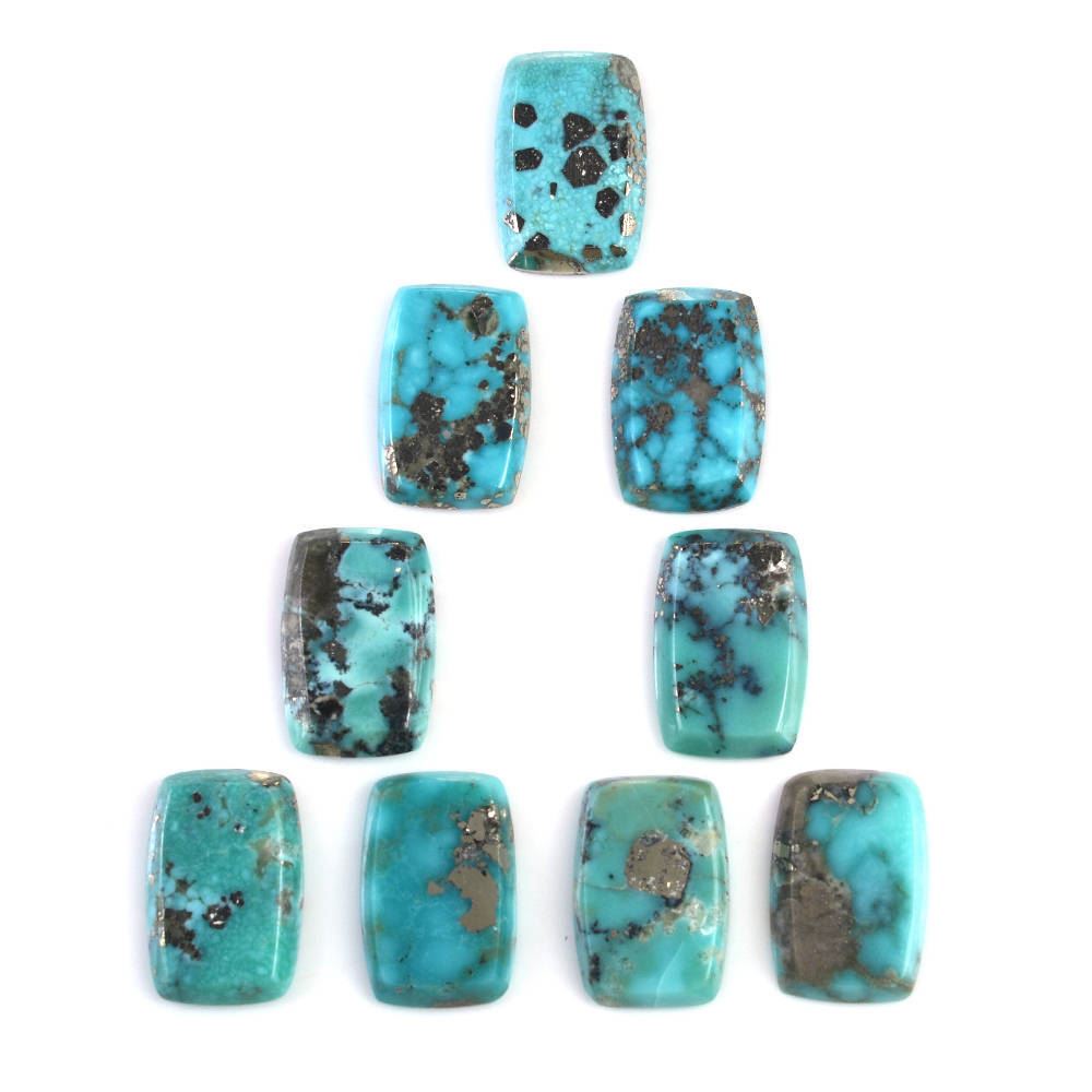MEXICAN TURQUOISE TABLE CUT CUSHION (WITH MATRIX PYRITE) 18X12MM 7.68 Cts.