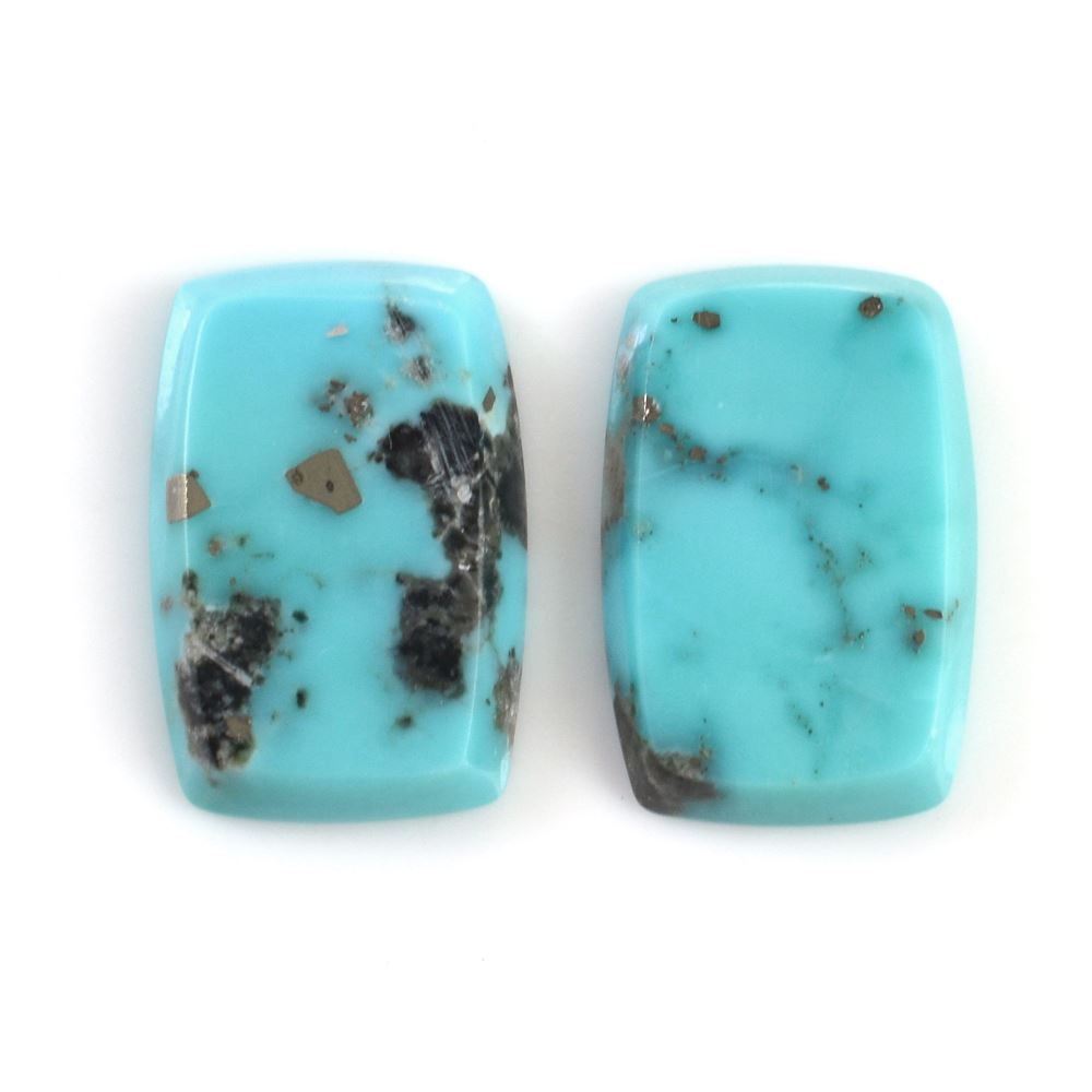MEXICAN TURQUOISE TABLE CUT CUSHION (WITH MATRIX PYRITE) 18X12MM 7.51 Cts.