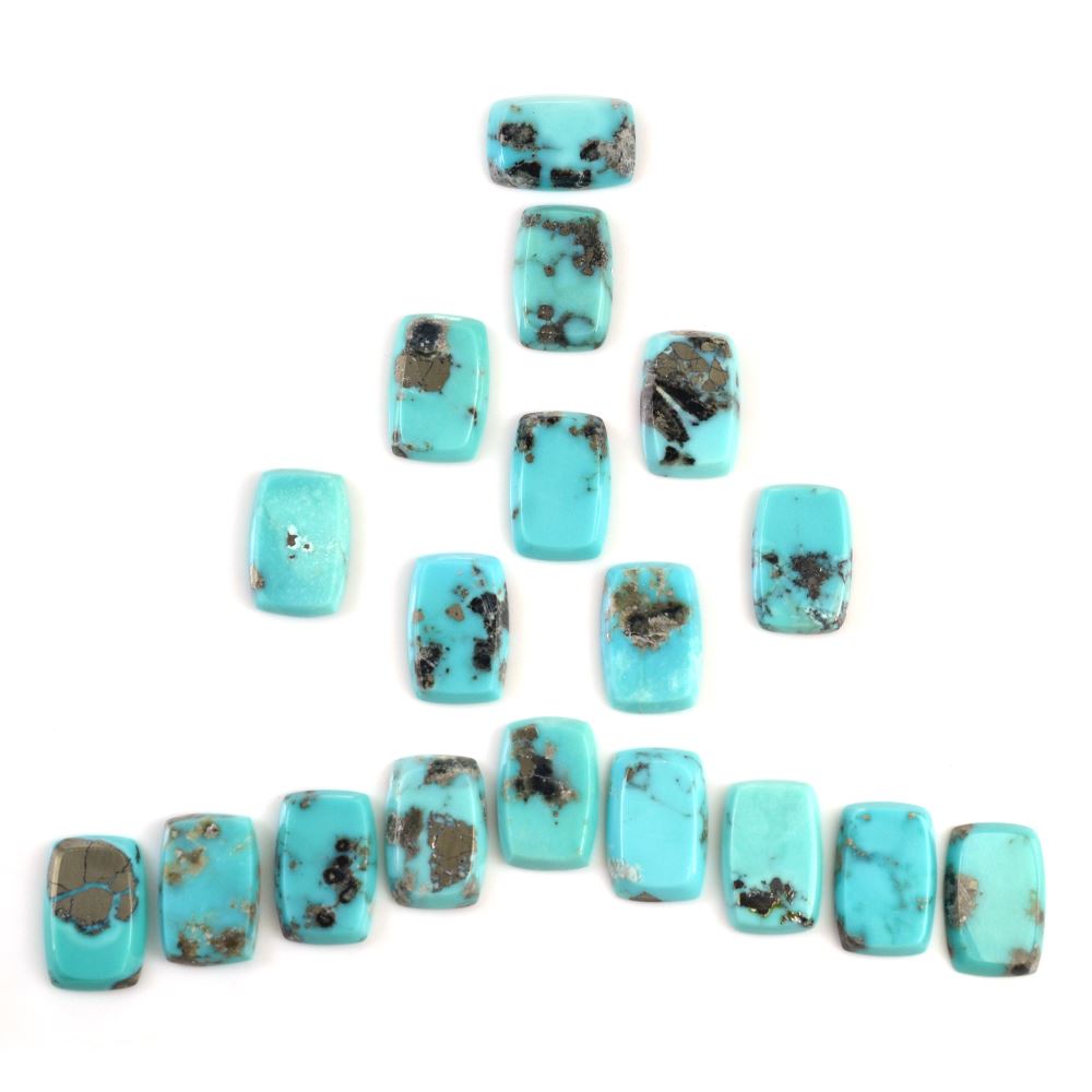 MEXICAN TURQUOISE TABLE CUT CUSHION (WITH MATRIX PYRITE) 18X12MM 7.51 Cts.