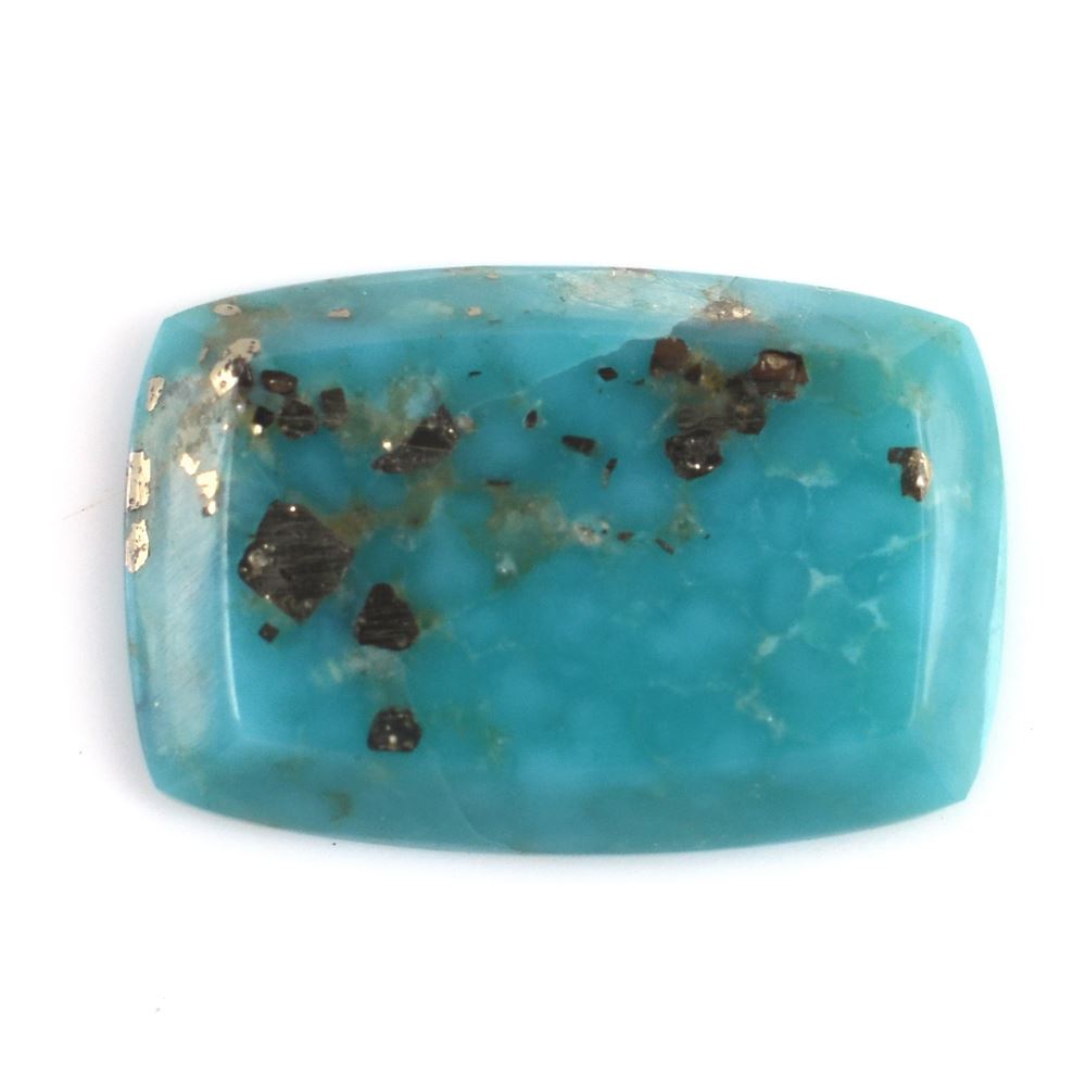 MEXICAN TURQUOISE TABLE CUT CUSHION (WITH MATRIX PYRITE) 18X12MM 6.91 Cts.