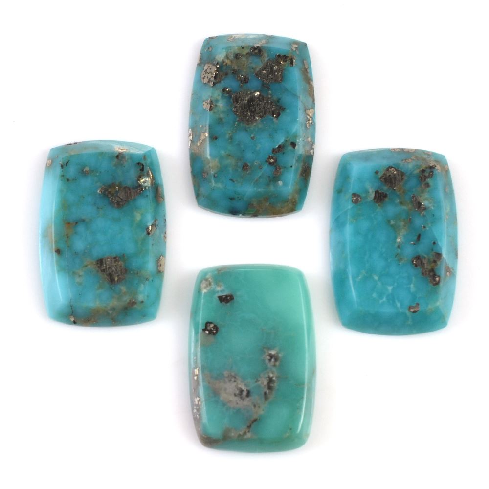 MEXICAN TURQUOISE TABLE CUT CUSHION (WITH MATRIX PYRITE) 18X12MM 6.91 Cts.