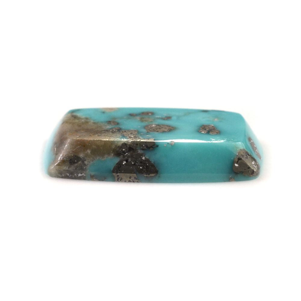 MEXICAN TURQUOISE TABLE CUT CUSHION CAB (WITH MATRIX PYRITE) 18X12MM 7.73 Cts.