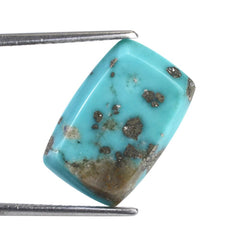 MEXICAN TURQUOISE TABLE CUT CUSHION CAB (WITH MATRIX PYRITE) 18X12MM 7.73 Cts.