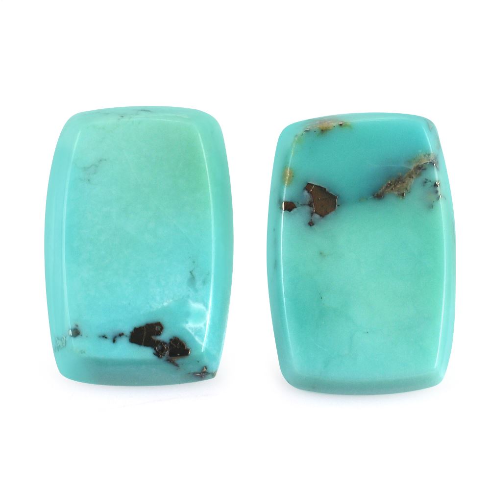 MEXICAN TURQUOISE TABLE CUT CUSHION CAB (WITH MATRIX PYRITE) 18X12MM 7.50 Cts.