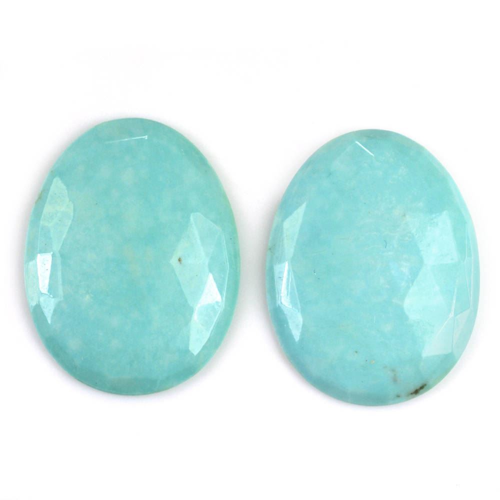 MEXICAN TURQUOISE ROSE CUT OVAL CAB (SI) (GREEN) 26X20MM 13.59 Cts.