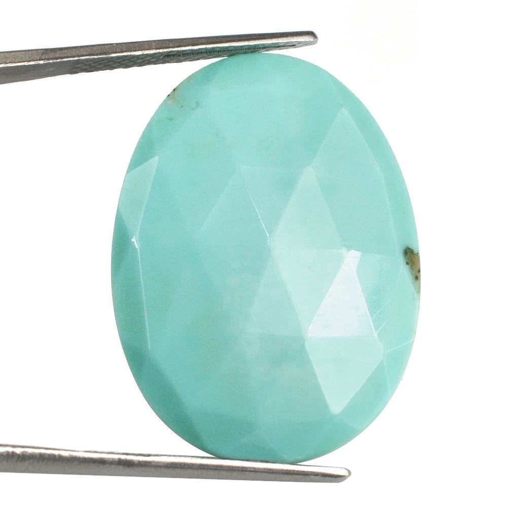MEXICAN TURQUOISE ROSE CUT OVAL CAB (SI) (GREEN) 30X22MM 16.29 Cts.