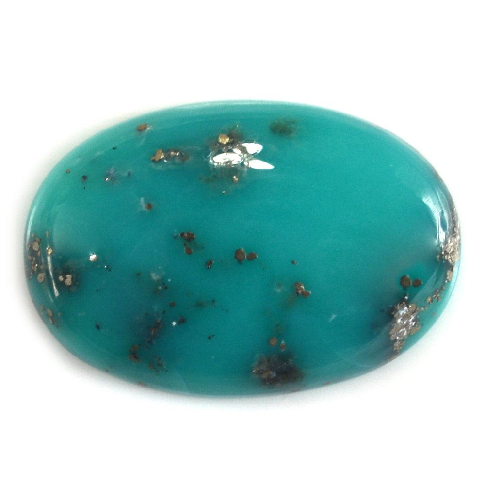 MEXICAN TURQUOISE OVAL CAB (WITH MATRIX PYRITE) 19X13MM 8.98 Cts.