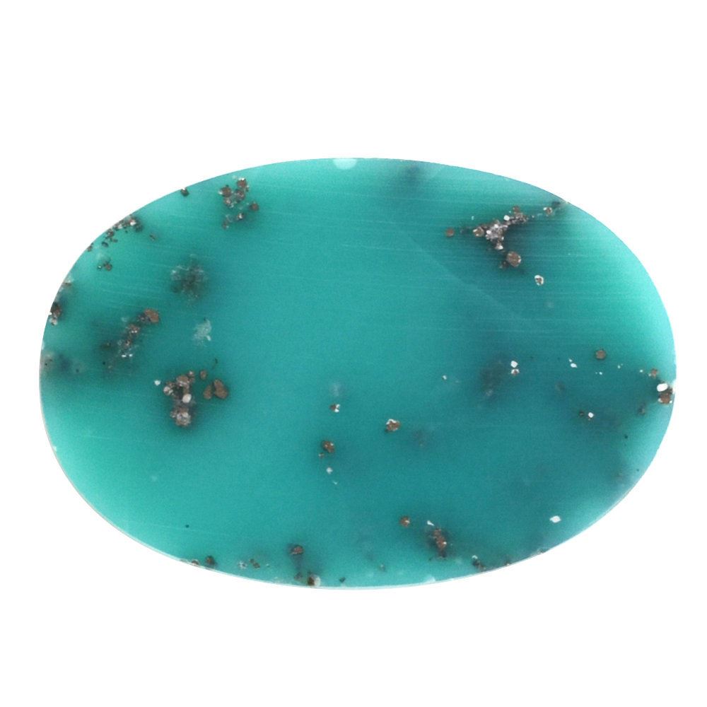 MEXICAN TURQUOISE OVAL CAB (WITH MATRIX PYRITE) 19X13MM 8.98 Cts.