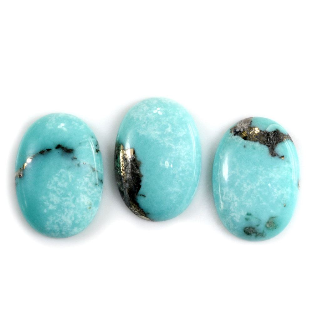 MEXICAN TURQUOISE OVAL CAB (WITH MATRIX PYRITE) 20X14MM 9.82 Cts.