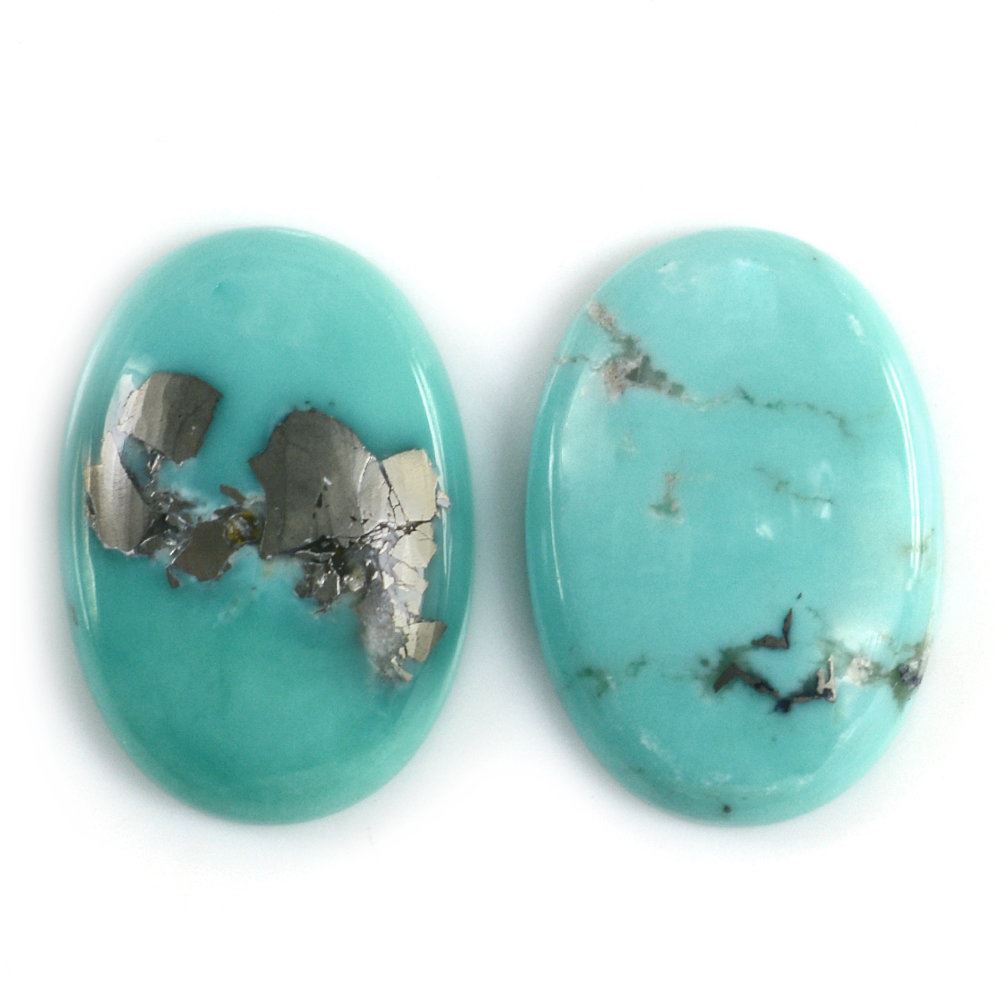 MEXICAN TURQUOISE OVAL CAB (WITH MATRIX PYRITE) 20X14MM 9.50 Cts.