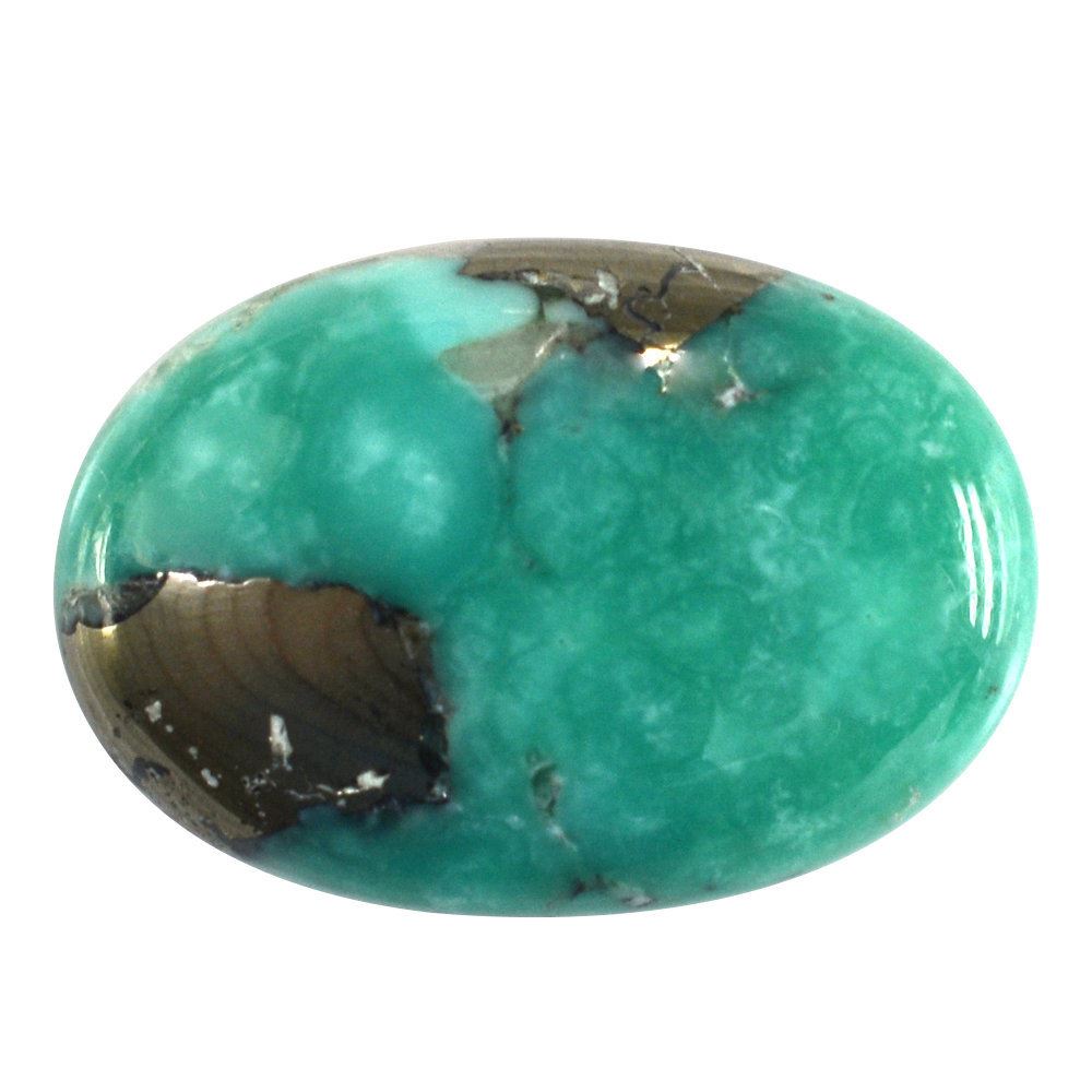 MEXICAN TURQUOISE OVAL CAB (WITH MATRIX PYRITE) 19X13MM 9.28 Cts.