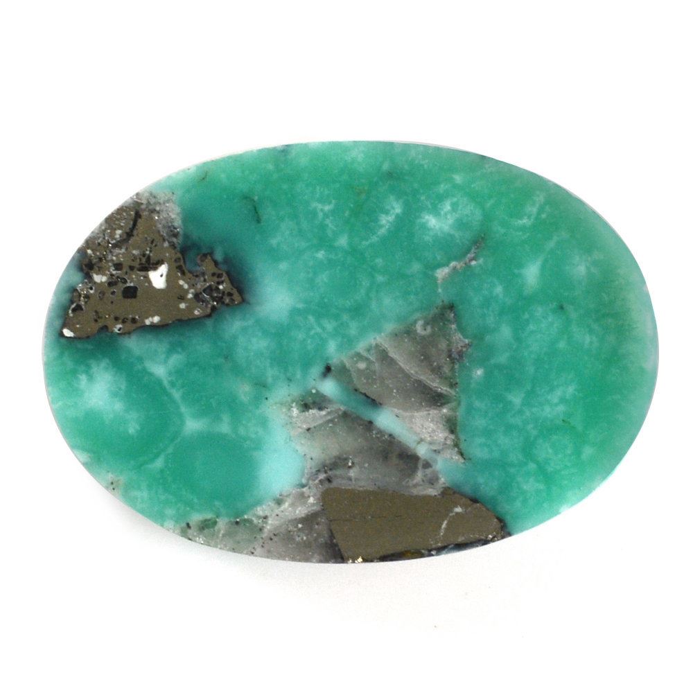 MEXICAN TURQUOISE OVAL CAB (WITH MATRIX PYRITE) 19X13MM 9.28 Cts.