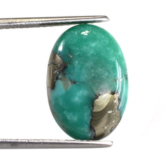 MEXICAN TURQUOISE OVAL CAB (WITH MATRIX PYRITE) 19X13MM 9.28 Cts.