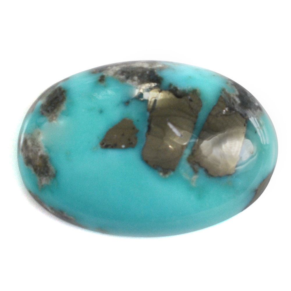 MEXICAN TURQUOISE OVAL CAB (WITH MATRIX PYRITE) 19X13MM 8.83 Cts.