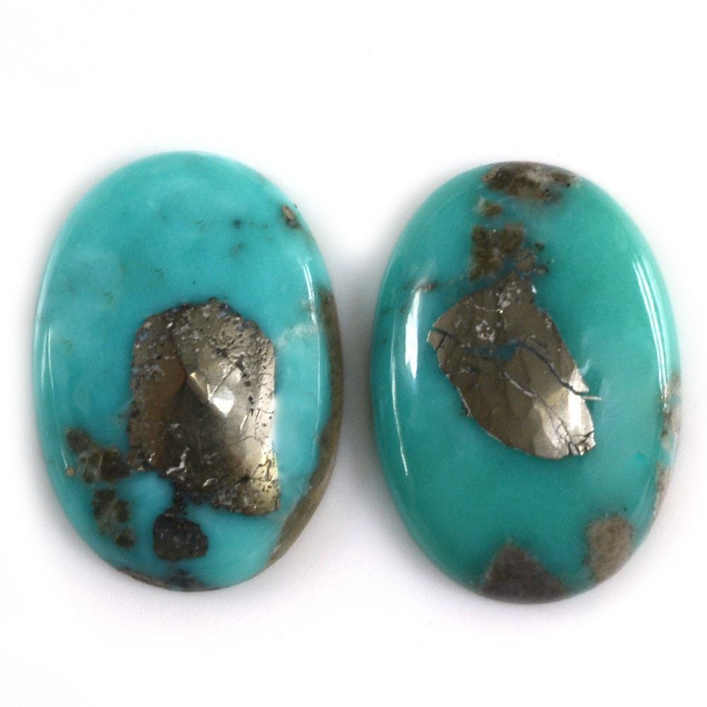 MEXICAN TURQUOISE OVAL CAB (WITH MATRIX PYRITE) 20X14MM 9.78 Cts.