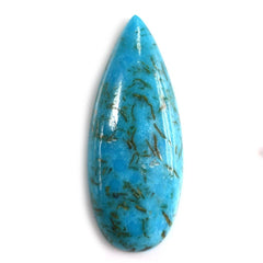 BLUE TURQUOISE PEAR CAB (WITH MATRIX PYRITE) 30X12MM 15.37 Cts.