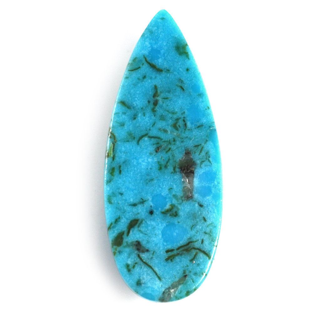 BLUE TURQUOISE PEAR CAB (WITH MATRIX PYRITE) 30X12MM 15.37 Cts.