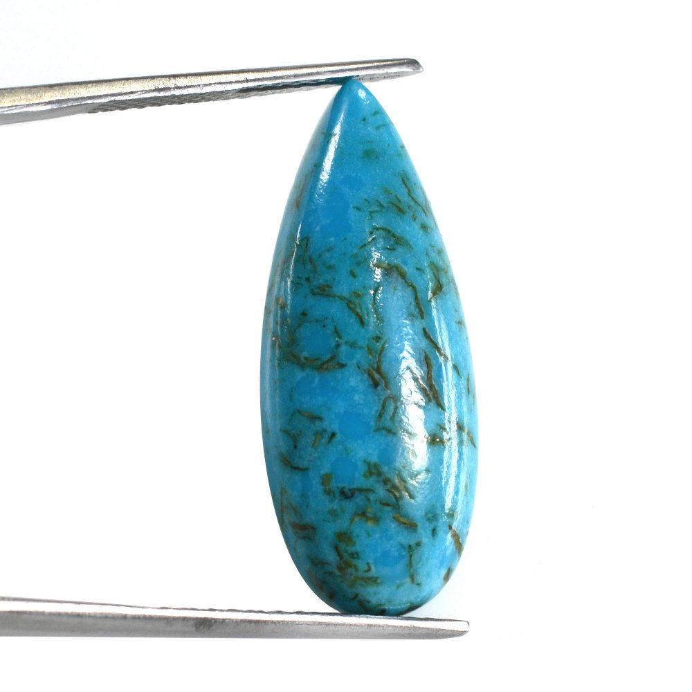 BLUE TURQUOISE PEAR CAB (WITH MATRIX PYRITE) 30X12MM 15.37 Cts.