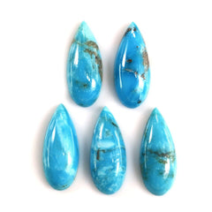 BLUE TURQUOISE PEAR CAB (WITH MATRIX PYRITE) 17X7MM 2.87 Cts.
