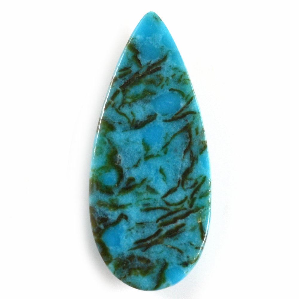 BLUE TURQUOISE PEAR CAB (WITH MATRIX PYRITE) 23X10MM 7.18 Cts.