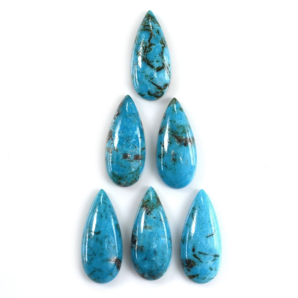 BLUE TURQUOISE PEAR CAB (WITH MATRIX PYRITE) 23X10MM 7.18 Cts.